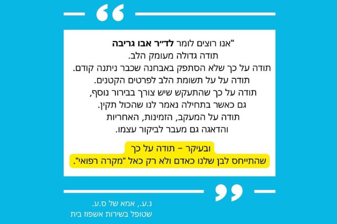 תמונה למאמר: מכתב תודה מיוחד לד"ר עלי אבו גריבה